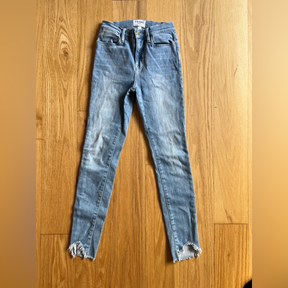 Frame Le High Skinny Jeans 26 Distressed Hem